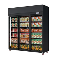 light luxury supermarket equipment showcase commercial glass 3 door upright freezer