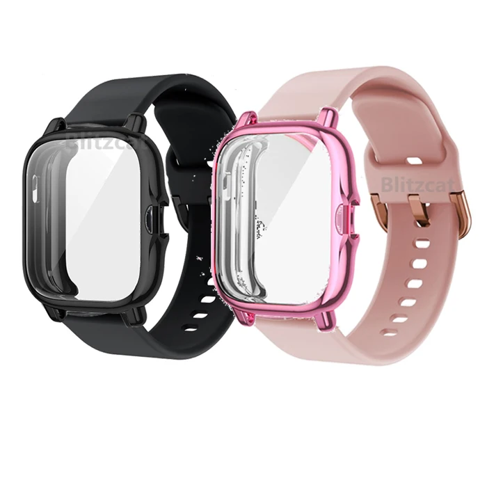 Ремешок для часов Huami Amazfit GTS2 GTS Bip S U Pop сменный силиконовый браслет + чехол Мягкий