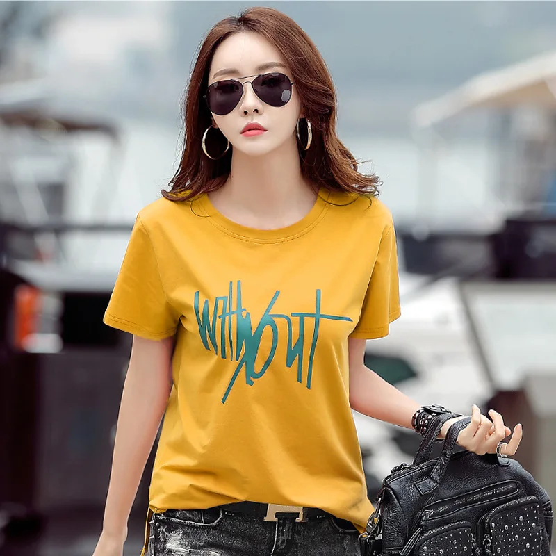 

New Short Sleeve Summer T Shirt Women Letter Print T-shirt Cotton Casual Tops Tees Ladies Fashion Women's T-shirts Camisetas