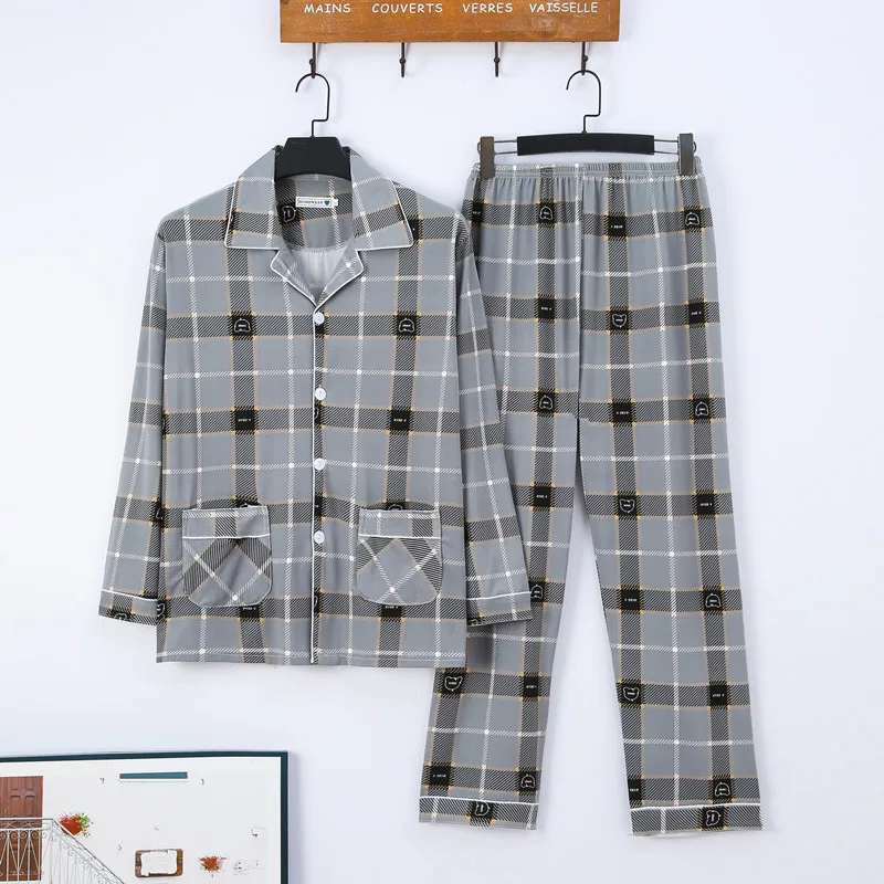 CAIYIER Winter Long Sleeve Pajamas Set For Men Casual Striped Male Nightwear Leisure Elastic Waist Outwear Home Clothing L-3XL