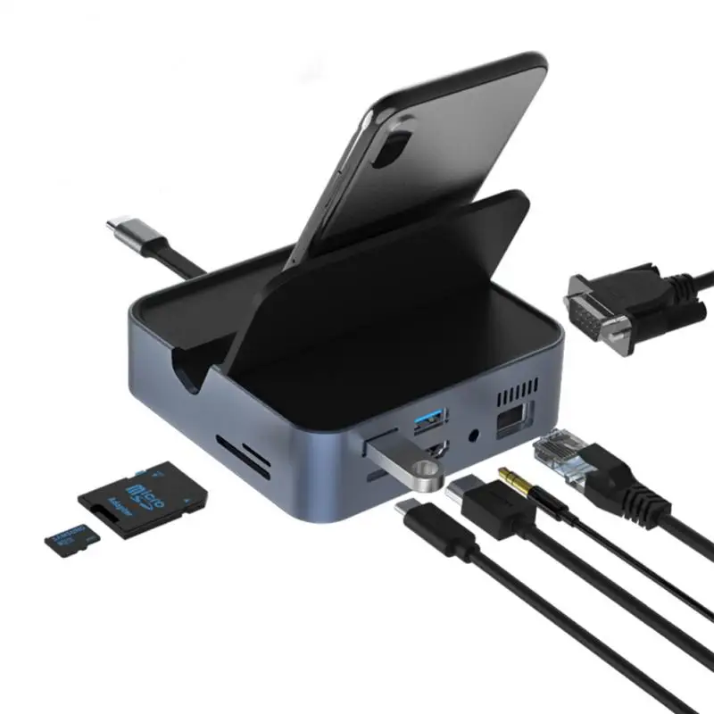 

Адаптер 9 в 1 для смартфона с разъемами типа c и VGA и док-станцией