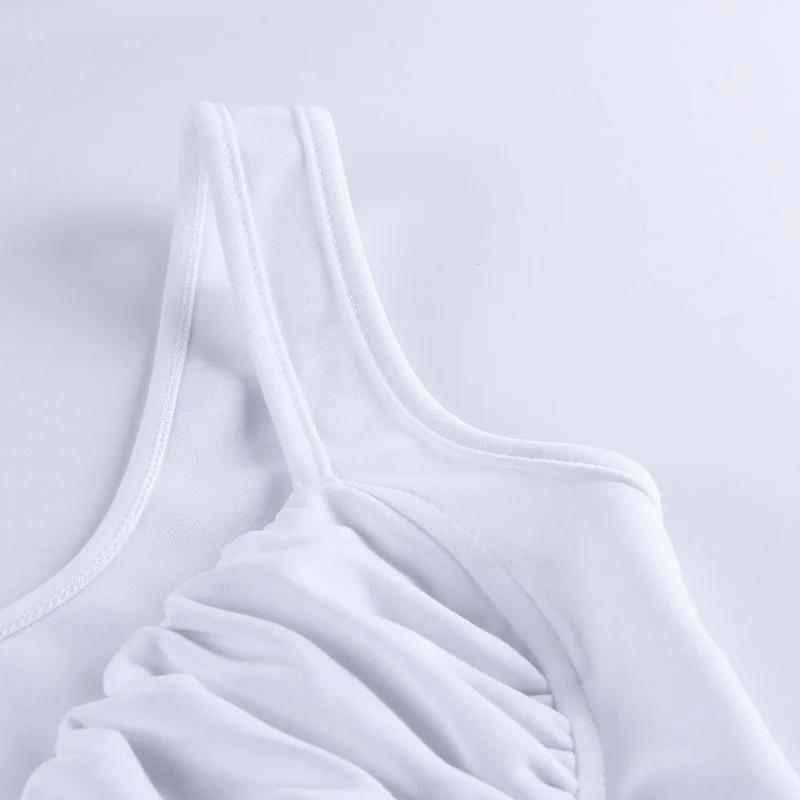 

OSLLENLLA Black White Tank Dress Women Low Cut Ruched Mini Dress Ladies Bodycon Short Dress Party &Club Wear Summer 2020