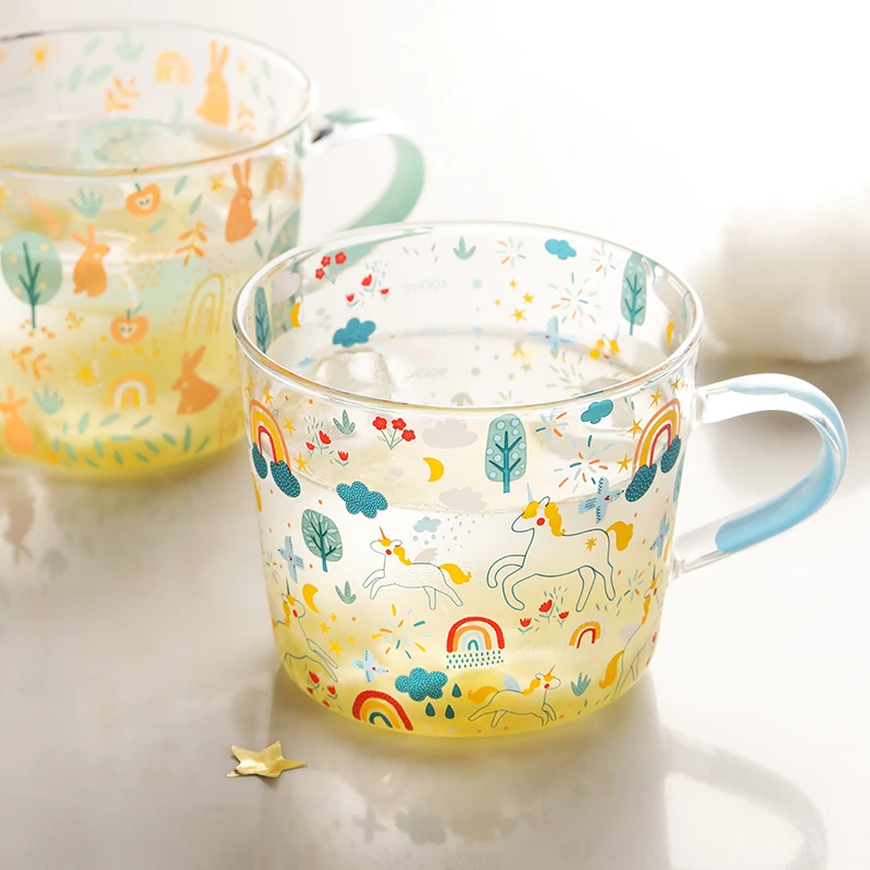 

Cute Cartoon Kawaii Rainbow Unicorn Mugs Glass Coffee Tea Milk Cups Glasses Tumblers for Girl Women Gift