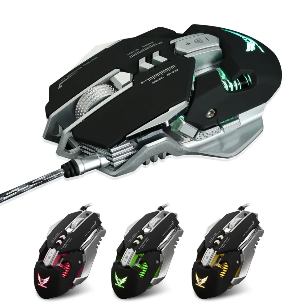Игровая мышь X300GY USB Проводная Конкурентная игровая мышь Механическая игровая мышь регулируемая 4000 dpi 7 программируемых кнопок светодиодный с подсветкой
