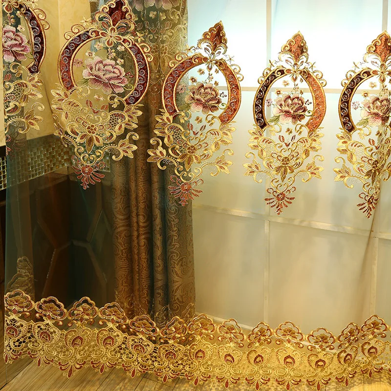European American Luxury embroidered curtains for Bedroom Gold high quality Living Room Window curtain kitchen/Hotel | Дом и сад