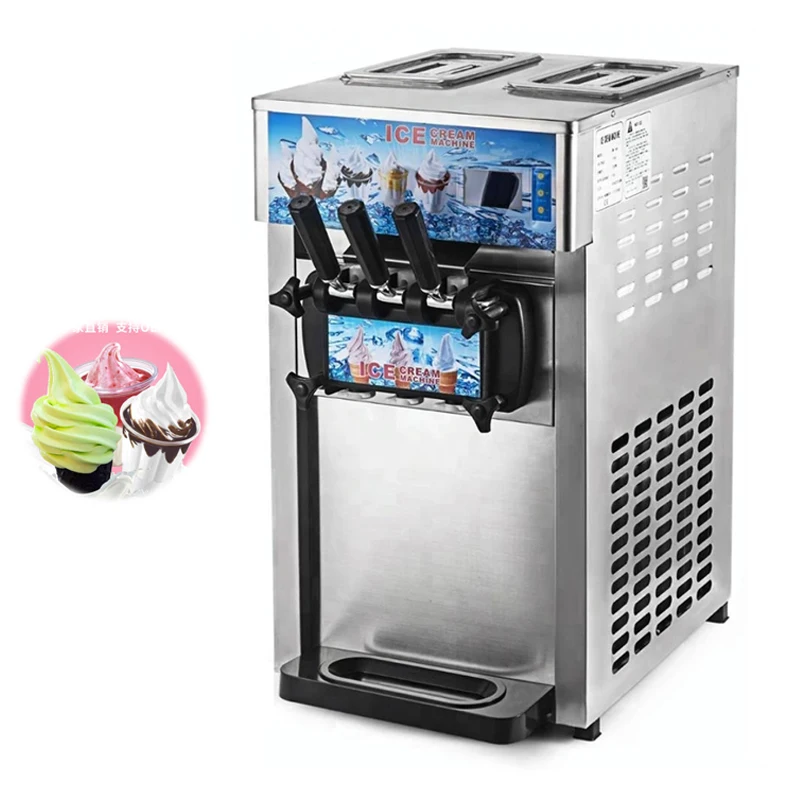 

High Quality Soft Serve Ice Cream Machine Electric LCD Panel Ice Cream Maker Three Flavors Ice Cream Machine 110V 220V