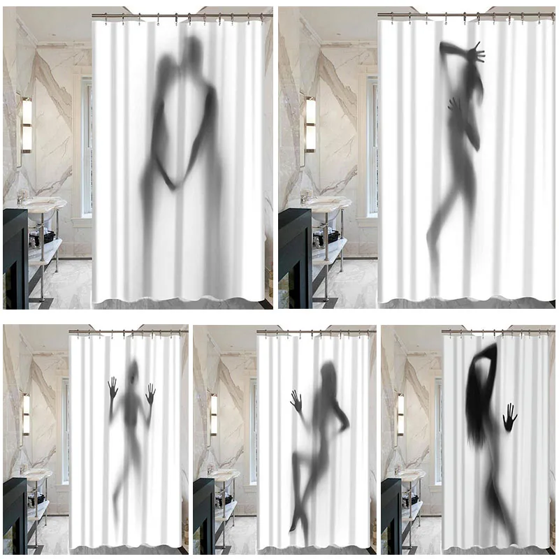 Креативная женская сексуальная белая полиэфирная занавеска для душа с 12