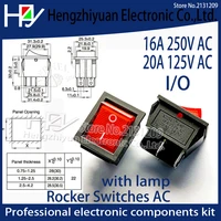 hzy 2pcslot red 4 pin light onoff boat button switch 16a 250v ac amp 20a125v ac with lamp rocker switches ac rocker switch