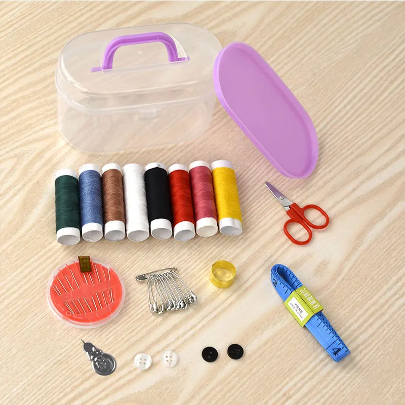 

Sewing Box Set Household Portable 10 Piece Set Scissors Thimble Threader Mini Tool Sewing Thread Multi-function Sewing Kit E