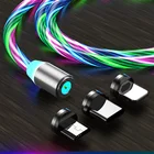 Магнитный светящийся кабель для зарядки, шнур зарядного устройства, провод для samsung LED Micro USB Type C для Iphone