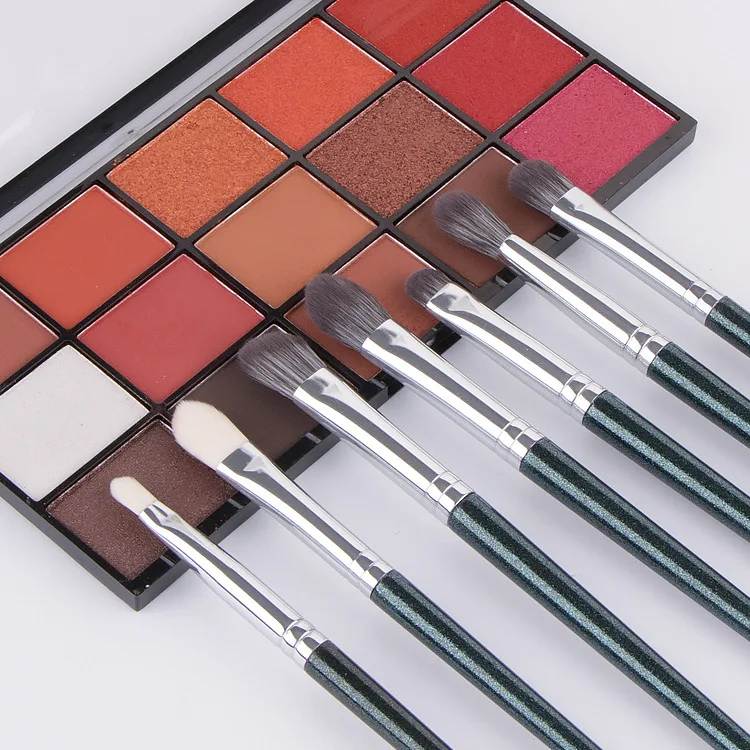 

HZM 14Pcs rhinestone vegan face makeup brushes Set professional Long Deep Green glitter Handle cosmtics brush Kit DX326