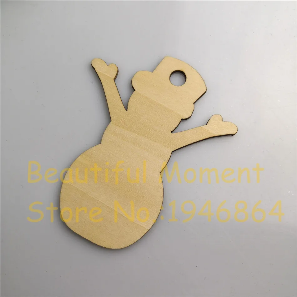 50 шт./лот деревянный Снеговик Дизайн подвесная Рождественская елка пустые