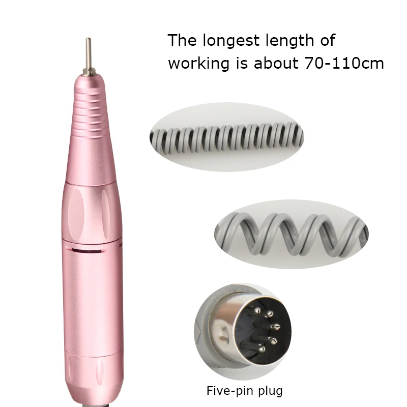 35000RPM Nail Drill Handle Professional Electric Manicure Machine Stainless Steel Handle Electric Manicure Drill Accessory