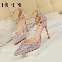 sweet high heels stiletto pumps pointed hollow buckle bling rhinestone womens sandals fashion sexy wedding party women shoes
