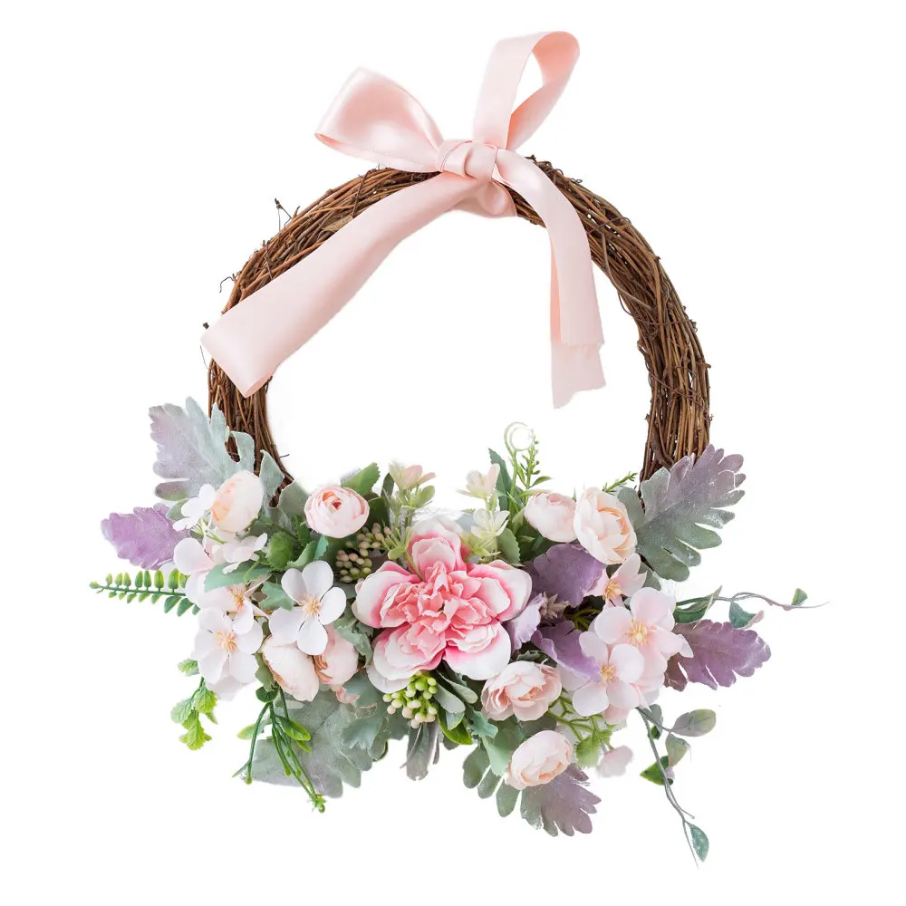 

Fake Garland Wedding Decoration Rose Wreath Decorate Spring European Style New Home Wall Hanging Pendant Artificial Flower