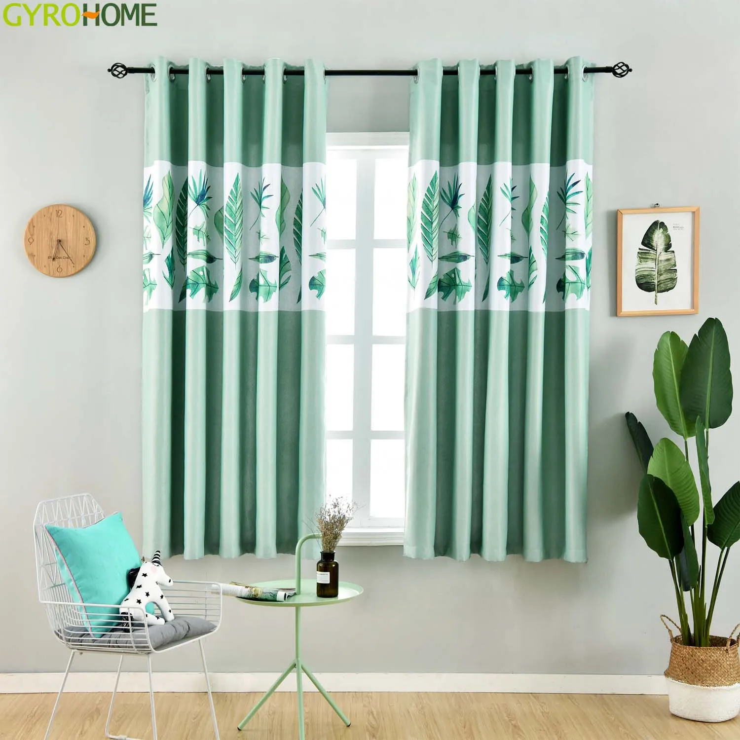 Короткие шторы GY2803 с принтом банановых листьев оконные двери для гостиной кухни