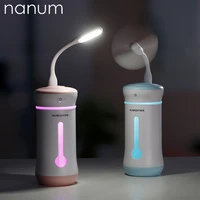 3 in 1 cup humidifier for home led night light usb fan essential oil diffuser atomizer air freshener mist maker with