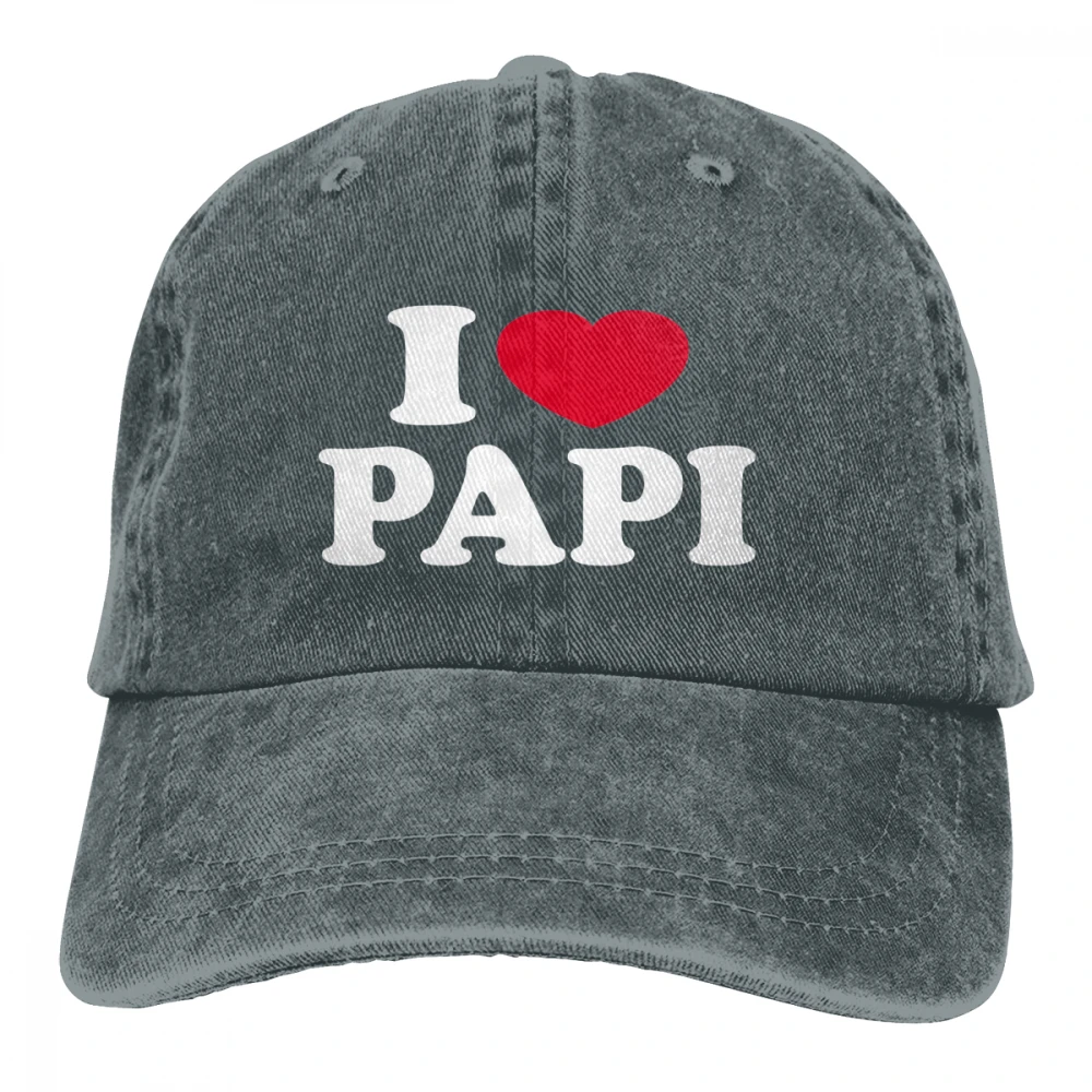 I Love Papi Casquette черные унисекс Мужские Женские джинсовые бейсболка с ремешком кепки