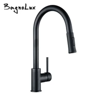 kitchen faucets matt black single handle pull out down mixer tap single hole one handle with sprayer swivel 360 degree water
