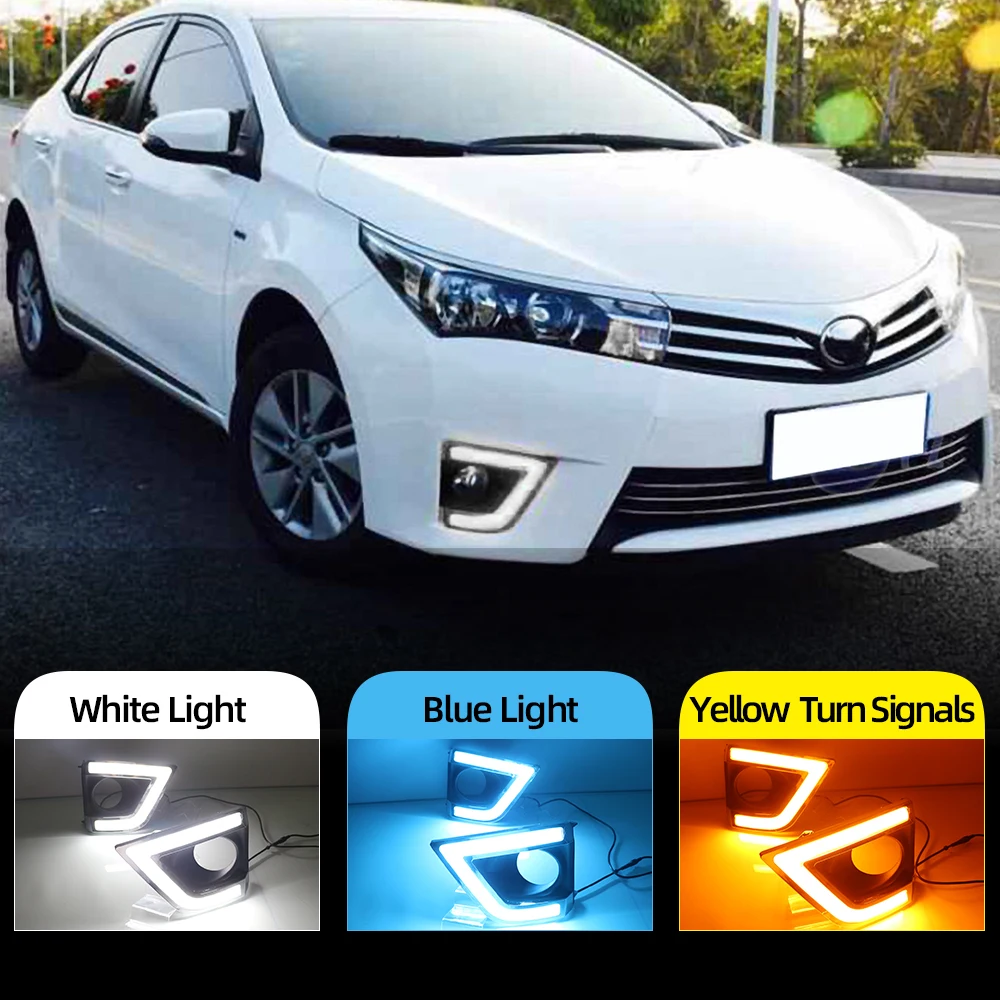 Автомобильные мигающие дневные ходовые огни для Toyota Corolla 2014 2015 2016 светодиодный