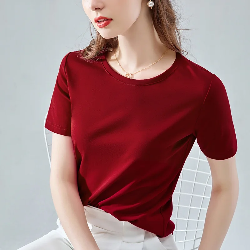 Plain Short Sleeve T-shirt Women 2020 Summer Good Quality 15 Color Simple Cotton Loose Basic T-shirts Female Casual Tops S-3XL | Женская
