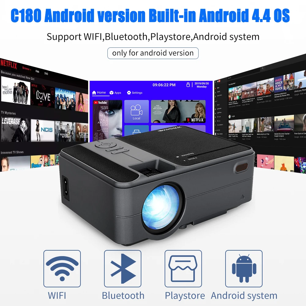 Мини Портативный Wifi проектор Bluetooth беспроводной HD USB поддержка 1080P Airplay Miracast для iOS