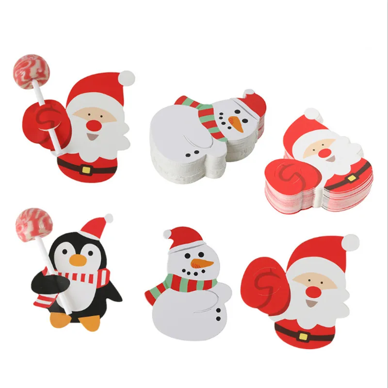 

50Pcs Cartoons Santa Claus Paper Lollipop Cards Lollipop Gift Package Decor Christmas Gifts Christmas Decorations for Home Kids