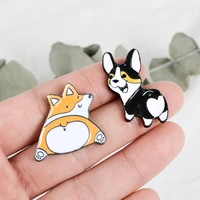 funny puppy kitten butt enamel pins cartoon corgi dogs cats brooches bag clothes lapel pin custom badges gift for kids girl