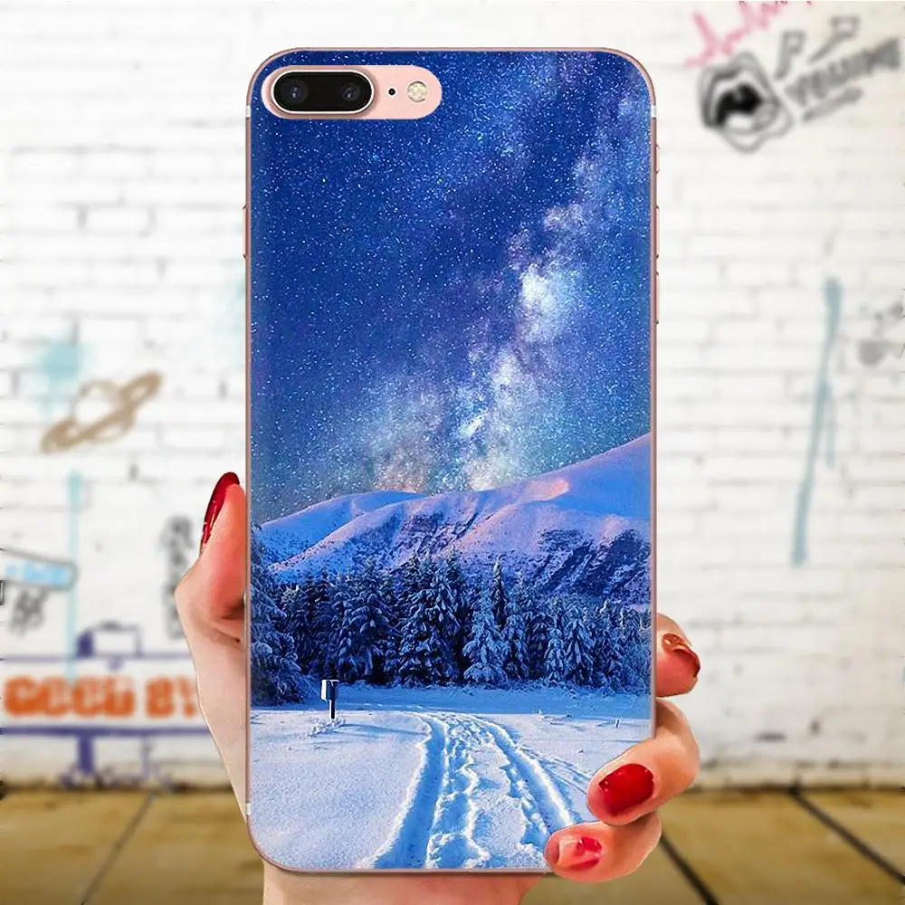 Зимний Снежный лес мягкий модный чехол для Apple iPhone 11 Pro X XS Max XR 4 4s 5 5C 5S SE 6 6S 7 8 Plus |