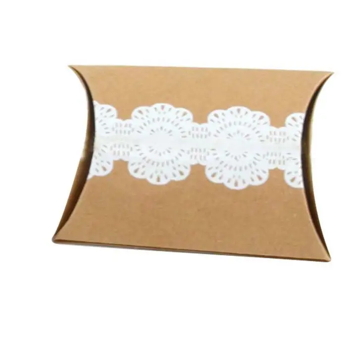 5 шт. Подарочная коробка для конфет в форме подушки с кружевом и веревкой сумка