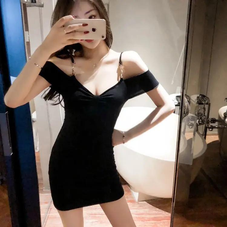 

Summer Women's Dress 2021 Sexy Low Chest Bag Hip Backless party dress Sleeveless black Sling Short skirt mini dress Dresses