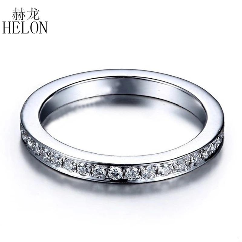 

HELON Solid 10K White Gold Pave 0.4ct Genuine Natural Diamonds Engagement Wedding Ring For Women Trendy Fine Jewelry Setting