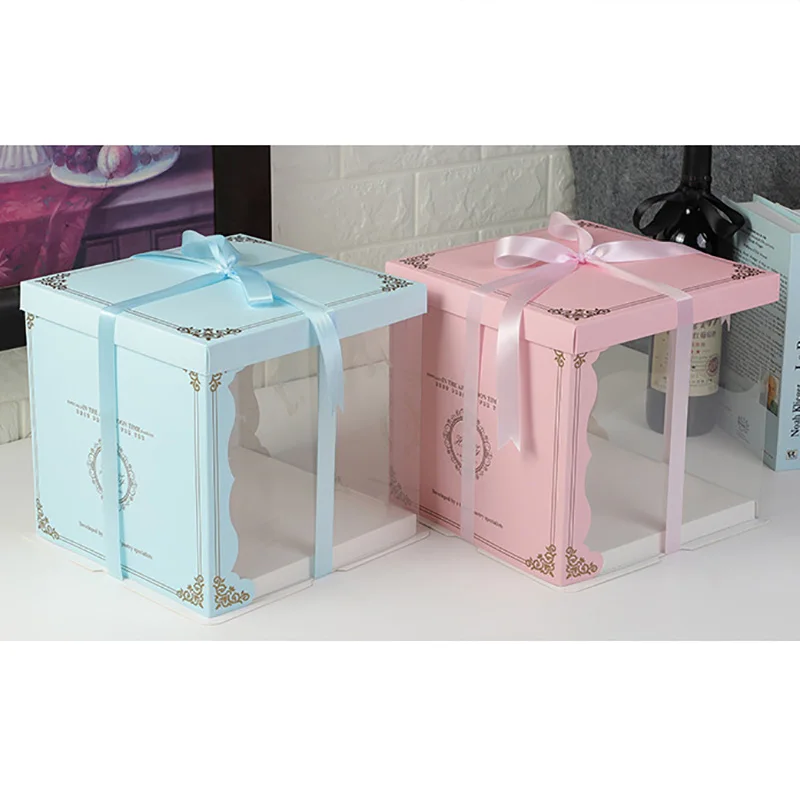 Горячая новинка 10 дюймов коробка для торта прозрачный круглый узор прозрачная