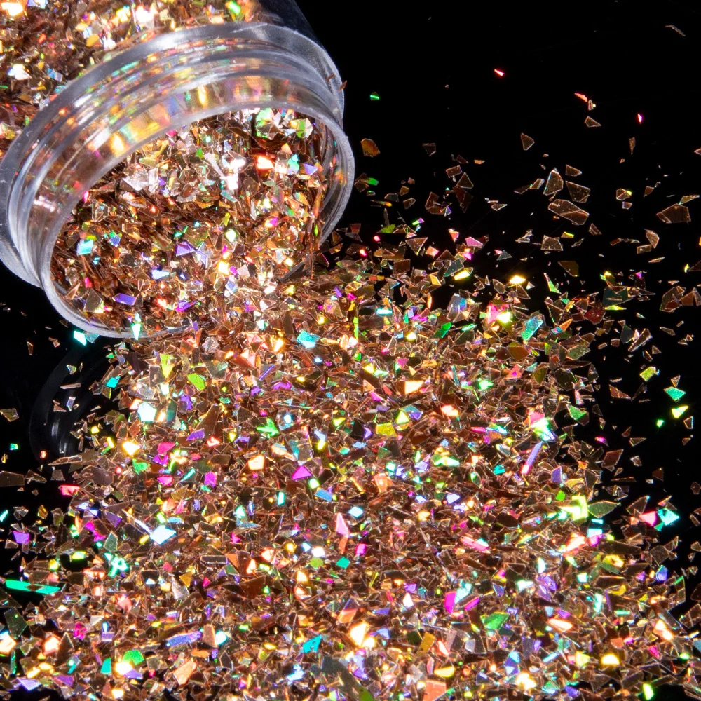 1 банка для ногтей блестки порошок смешанные формы нерегулярные Блестящие