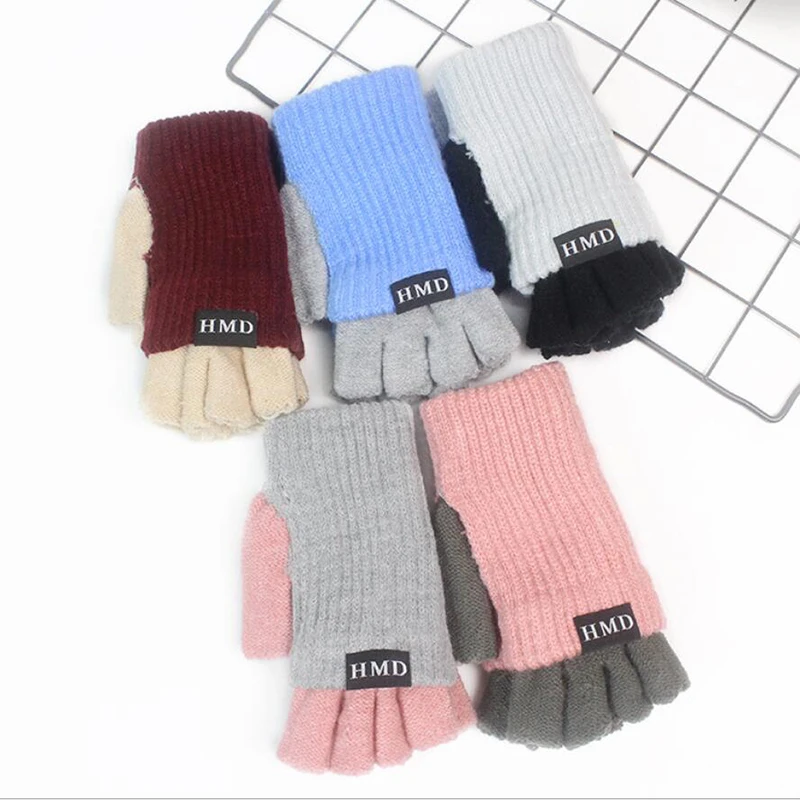 Женские вязаные теплые Утепленные перчатки без пальцев зимние аксессуары для