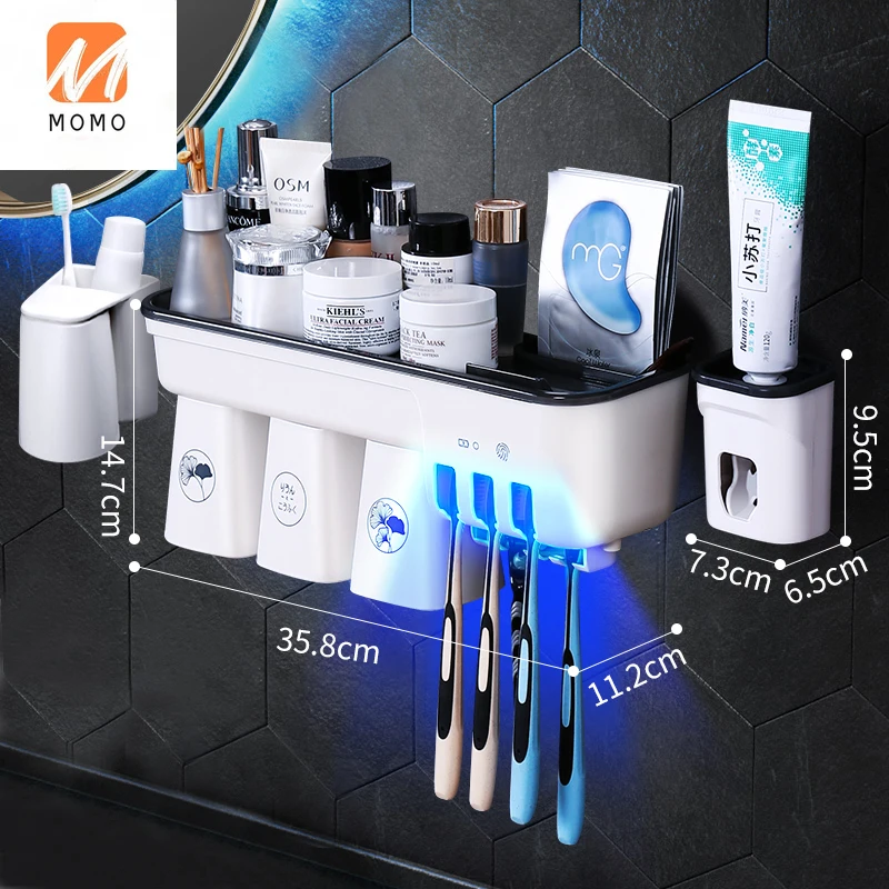 

Smart Electric Toothbrush Sterilizer Storage Rack UV Sterilization Wall-Mounted Tooth Cup Bathroom Punch-Free High Quality