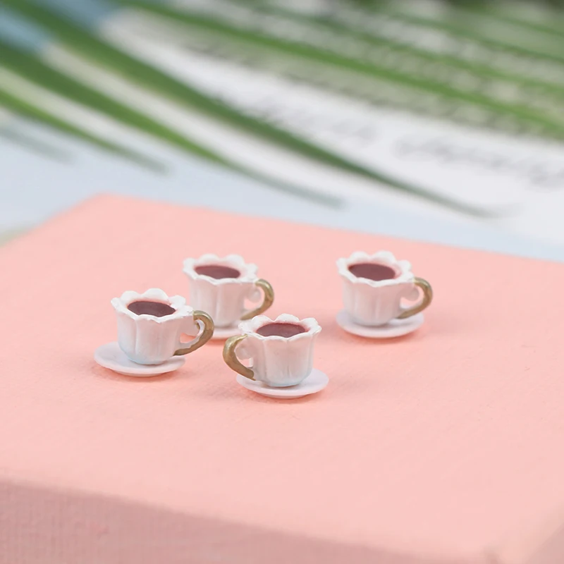 

New 4Pcs/lot Kitchen Doll Accessories Dollhouse Miniature Coffee Cup For Kitchen Room Food Drink Home Tableware Decors