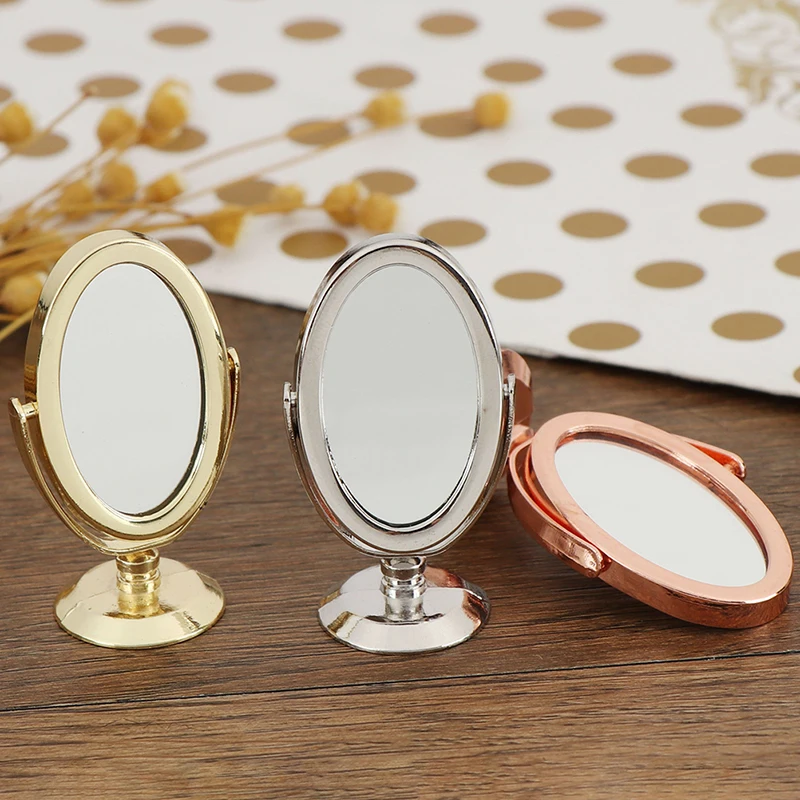 

Doll House Miniature Vintage Glod Sliver Rose Gold Vanity Mini Mirror 1/12 Scale Dolls Bathroom Furniture Toy Accessories