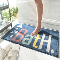 fashion flocking bath mat super soft absorbent bathroom carpet non slip foot mat microfiber bathroom rug shower door mat
