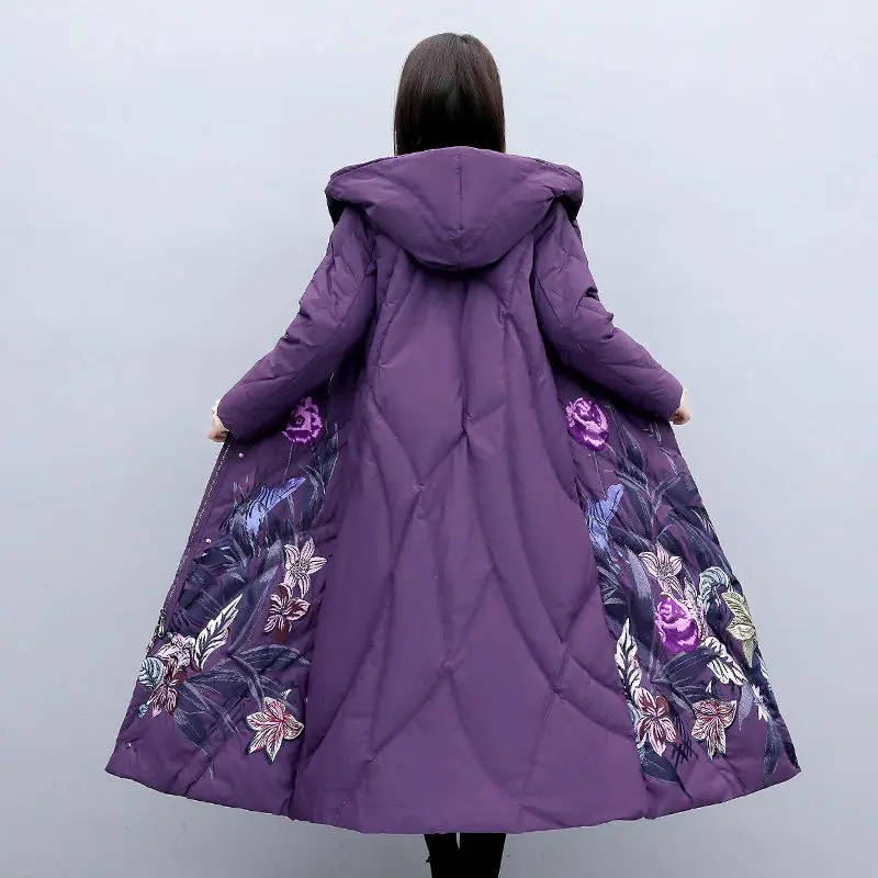 Женская Стеганая куртка средней длины зимняя в стиле ретро с капюшоном китайском