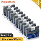 Кабельная этикетка Absonic FX221, 410 шт., 9 мм, для Brother FX221, ламинированная лента для этикеток, совместимая с Brother Label Maker PT-1000