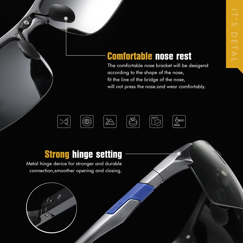 Мужские фотохромные солнцезащитные очки CoolPandas из алюминиево магниевого сплава