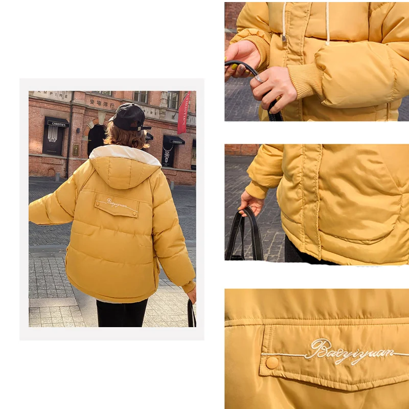 Короткая спортивная зимняя куртка Женская парка пуховик размер d 2019 размера плюс