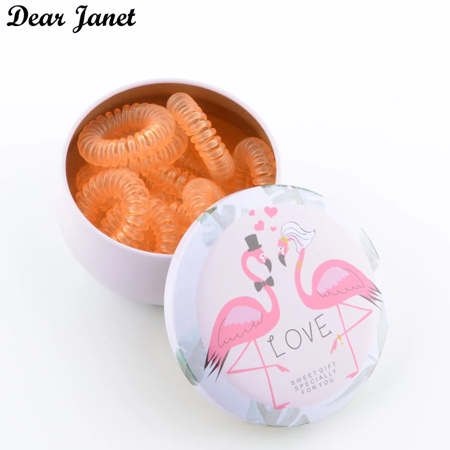 7Clear orange 12 шт./кор. 3,5 см телефонная линия конский хвост держатель резинки для волос Инструменты для укладки волос головные уборы для детей девочек Женский железный ящик для хранения - Цвет: 7Clear orange