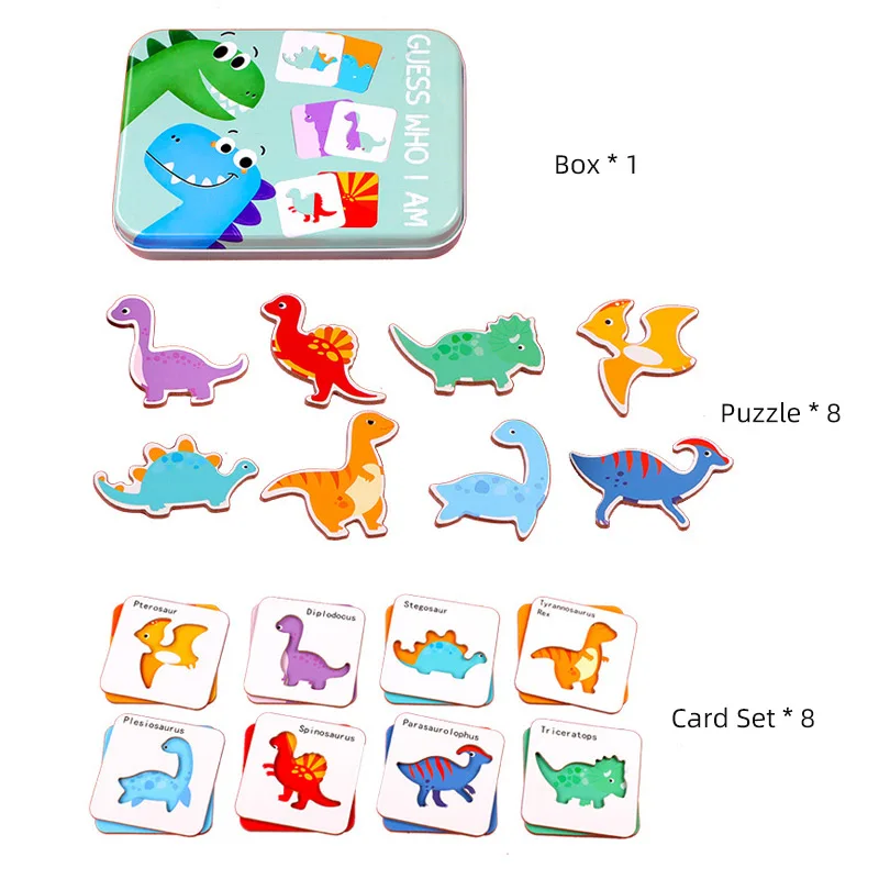 

Cartoon Dinosaur Animals Matching Puzzle Game Wooden Puzzles For Kids Educational Toys For Children Juguetes Baby Toys K0244H