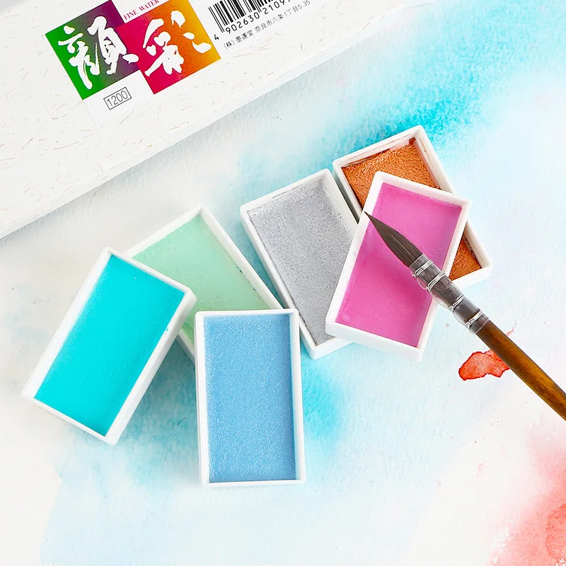 Японские окрашенные цвет чернил жемчуг светильник 6 цветов Твердые акварельные