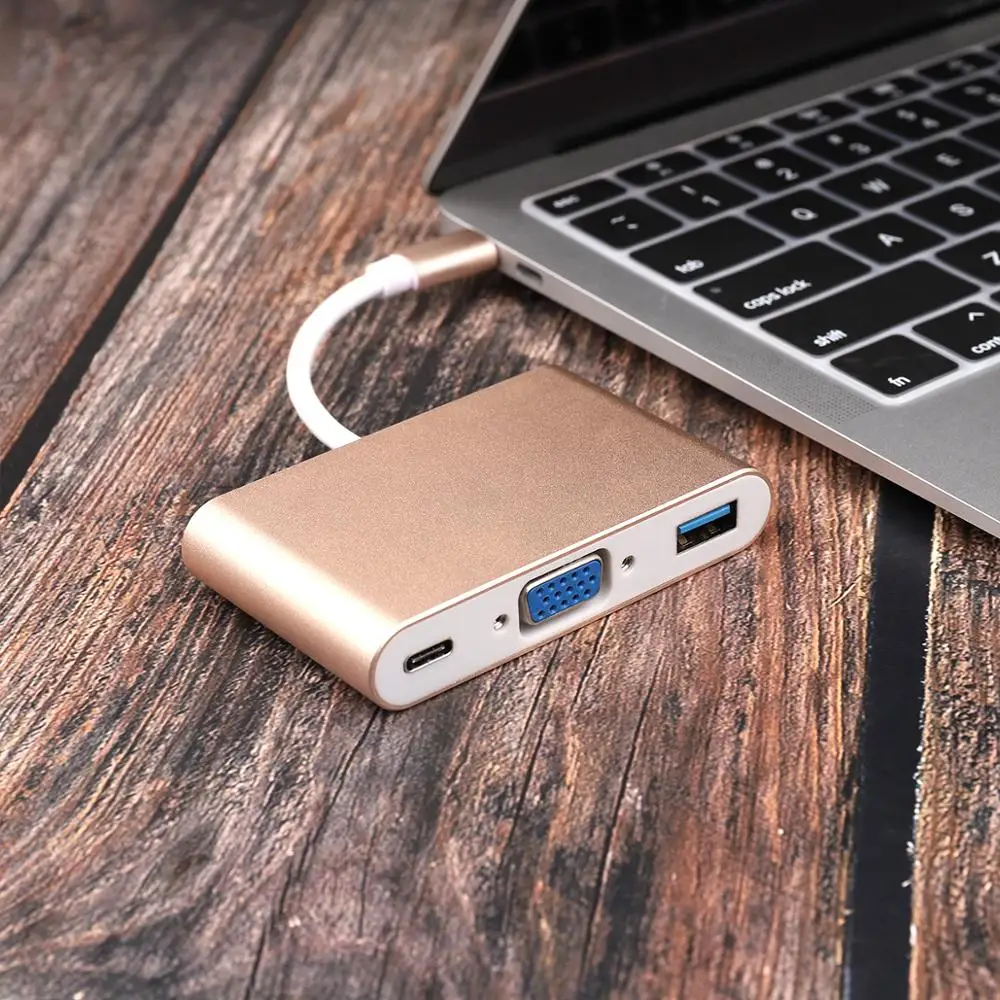 Тип C до USB 3 0 HUB адаптер совместимому с HDMI/VGA/RJ45 HD 1080P для Macbook Pro Air 13 15 и 16 дюймов