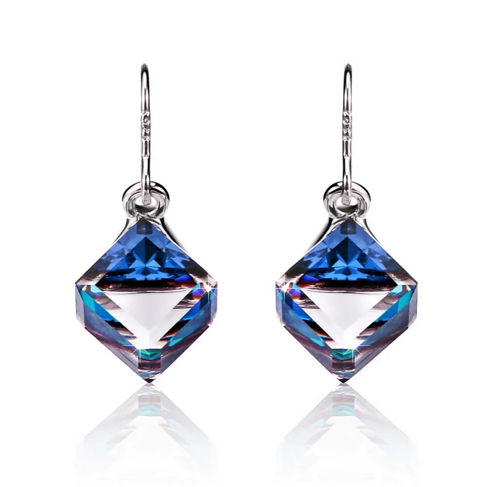 Warme Farben серьги из серебра 925 пробы с кристаллами Swarovski, висячие серьги с квадратным кубом, хорошее ювелирное изделие, подарок для девушек