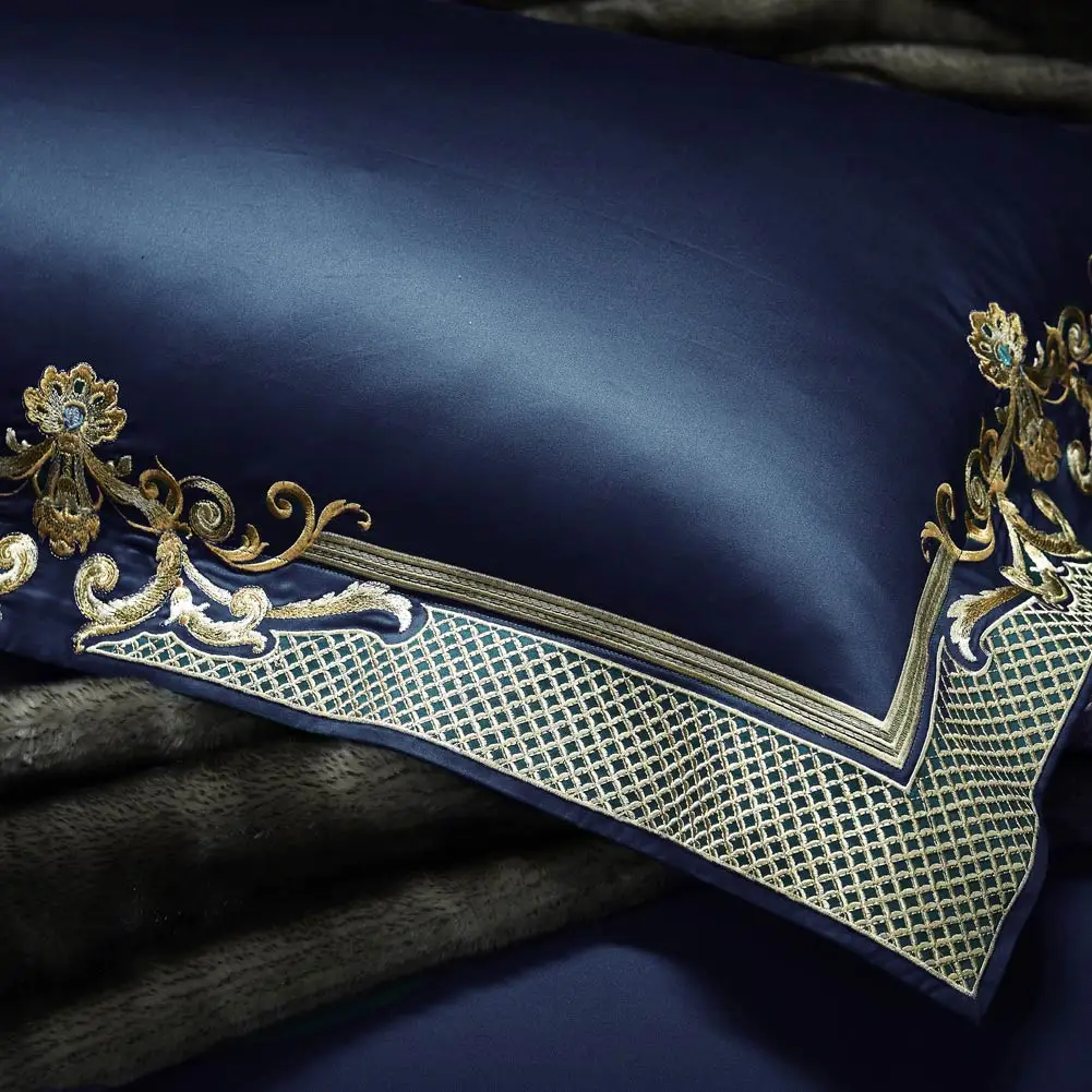 Svetanya 800TC Египетский хлопок сатин Постельное белье с вышивкой простыня