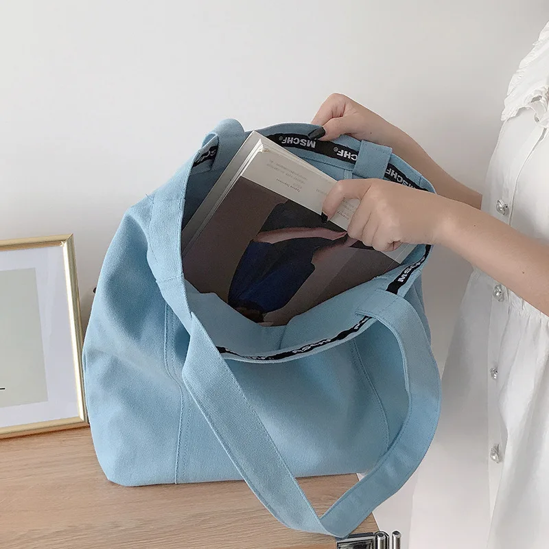 Хлопковая тканевая сумка Hylhexyr женская сумка-тоут однотонные сумки для покупок